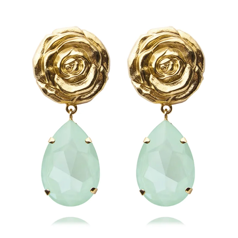 Rosita Drop Earrings i guld och mjuk mint