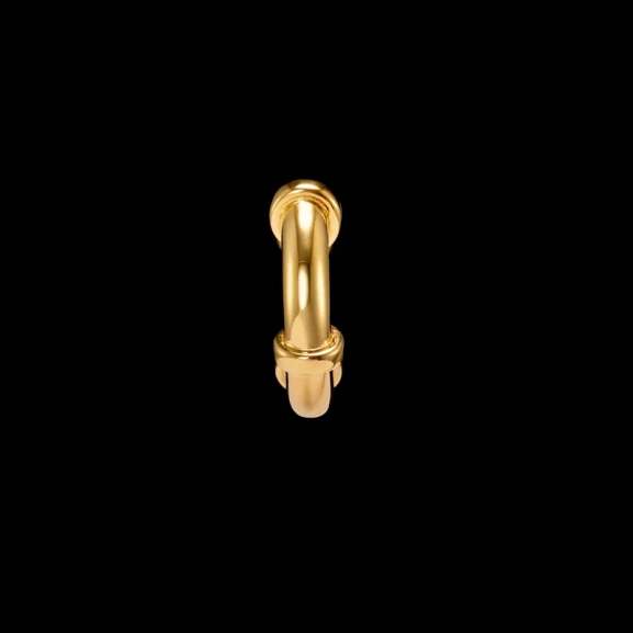 skulpturaler Creolen-Ohrring aus 18-karätig vergoldetem Silber mit ringförmigen