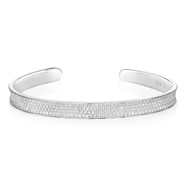 Felline Concavo Bangle i silver med Cubic Zirconia-stenar från Sif Jakobs