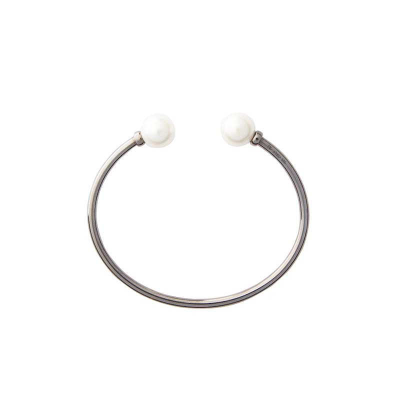 CU Jewellery - Pearl Bangle Bracelet Flex Black