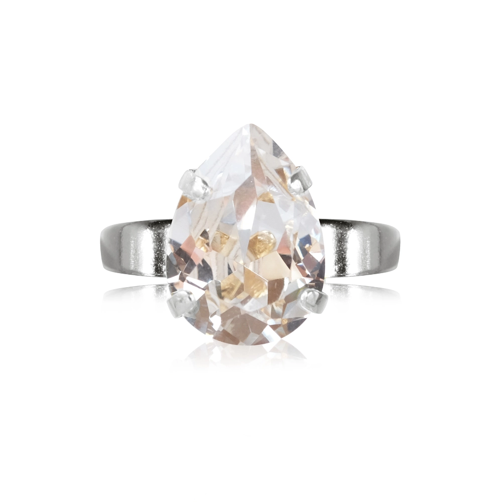 Caroline Svedbom - Mini Drop Ring Rhodium Crystal