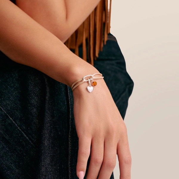 CC Connect Textilarmband Beige från Thomas Sabo i textil och silver