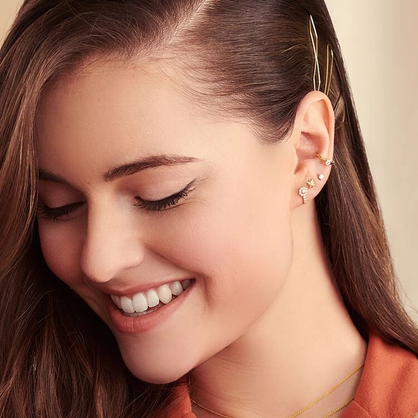 Einzel Ohrklemme Eeißer Stein Gold von Thomas Sabo, Schneller Versand - Nordicspectra.de