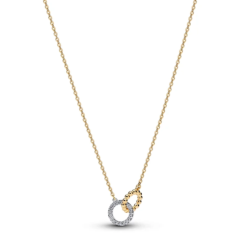 PANDORA - Sammanflätade Cirklar Halsband Guld & Silver