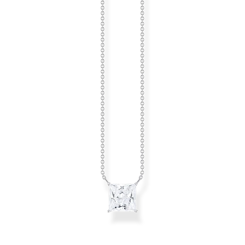 Thomas Sabo - Halsband med Kvadratiskt Glittrande Sten