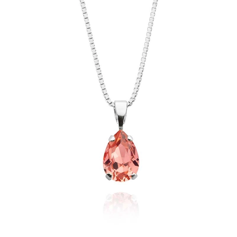Caroline Svedbom - Petite Drop Necklace Rhodium Rose Peach