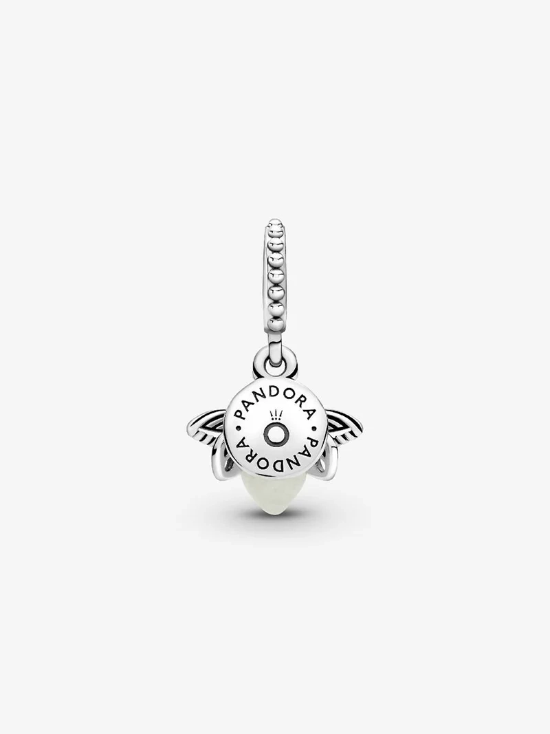 Självlysande Eldfluga Hängberlock i handgjort sterlingsilver med glas som ändrar färg beroende på ljuset. Graverad med "Du lyser upp mitt liv".