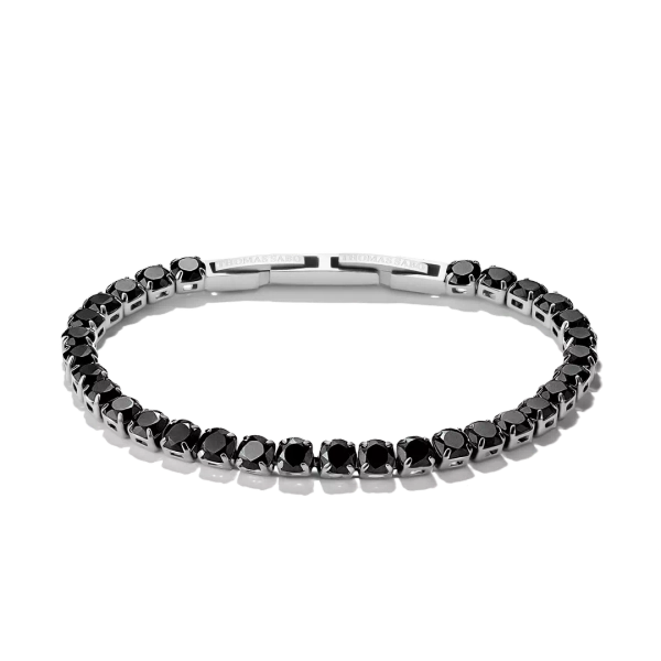Rebel Svart Tennisarmband i stål med svarta cubic zirconia