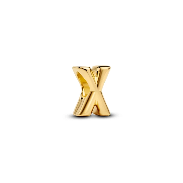 Eleganter Buchstaben-Charm aus vergoldetem Metall von Pandora. In der Form des Buchstabens X können Sie eine persönliche Botschaft hinterlassen und Ihrem Stil einen Hauch von Exklusivität verleihen.