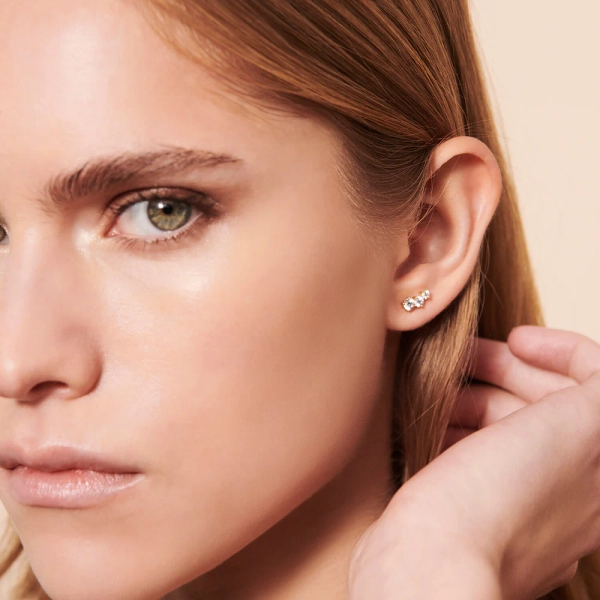 eleganta små örhängen i 18K guldpläterat silver med gnistrande Cubic Zirconia-stenar.
