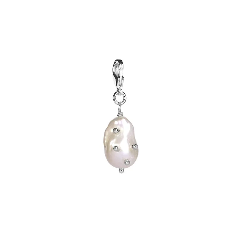 Baroque Stud Charm Silver