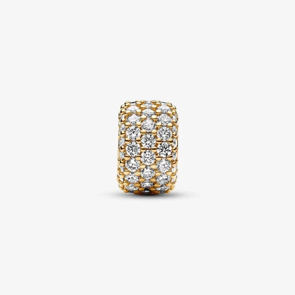 Rund Berlock med Glittrande Stenar Guld - PANDORA - Snabb leverans & paketinslagning - Nordic Spectra