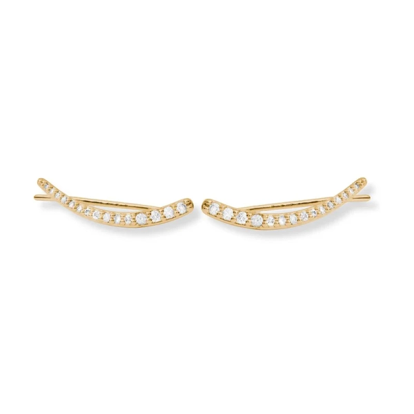 Flicker-Ohrringe Gold aus 18 Karat vergoldetem Messing mit Zirkonia