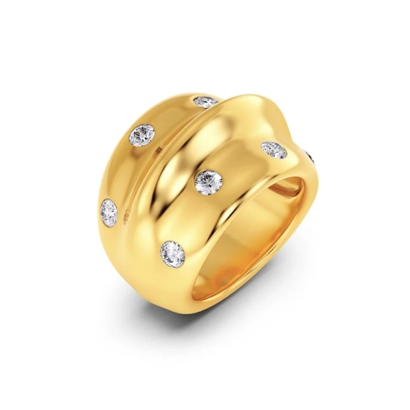 Ring i 14K guldpläterat stål med Cubic Zirconia