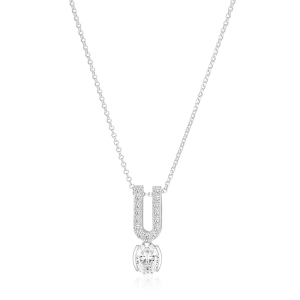 Ellisse Carezza Uno Halsband i silver med gnistrande Cubic Zirconia-stenar från Sif Jakobs Ellisse-kollektion.