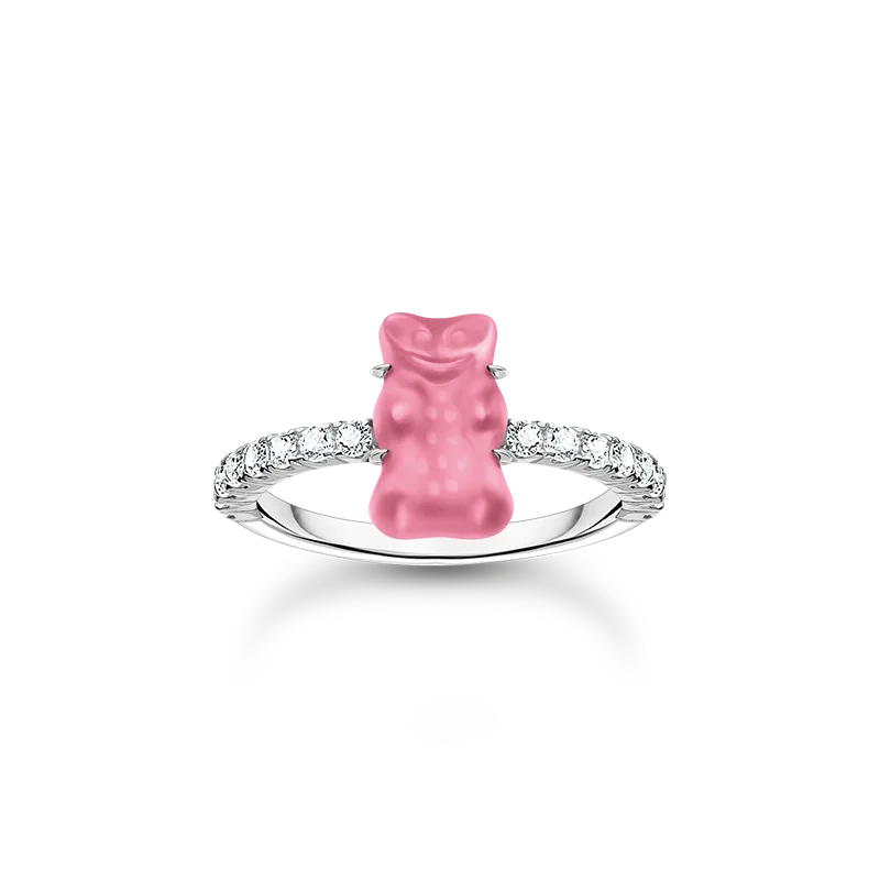 Thomas Sabo – HARIBO Ring med Rosa Gummibjörn & Glittrande Stenar