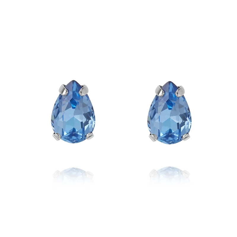 Caroline Svedbom – Petite Drop Stud Ear Rhodium Lapis