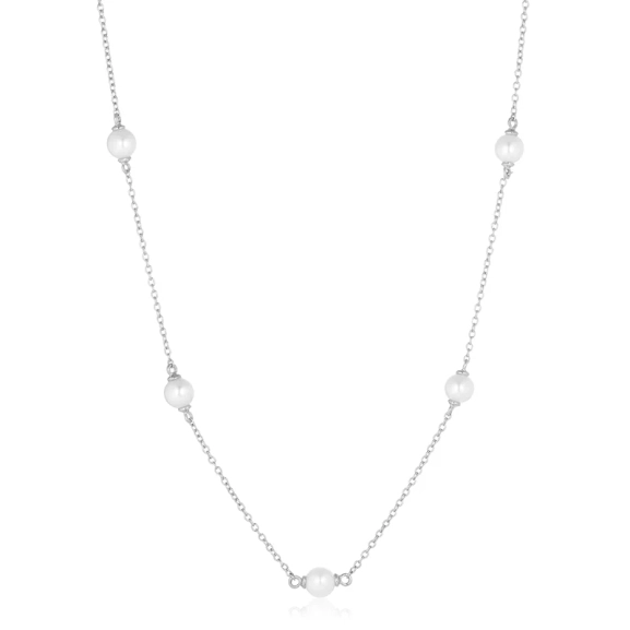 Padua Cinque Halsband i silver med en elegant sötvattenpärla från Sif Jakobs Padua-kollektion. Justerbar längd för perfekt passform.