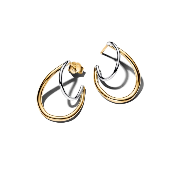 Organically Shaped Double Hoops Gold von Pandora Essence