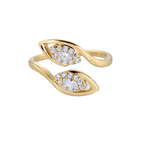 Autumn Leaves Ring Gold 24K kullattua hopeaa kuutiozirkonialla