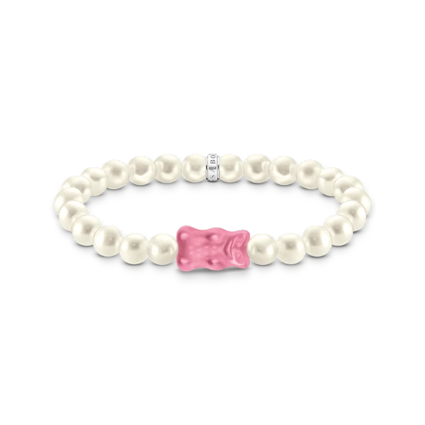 Perlenarmband mit pinkem Goldbären Silber - Thomas Sabo - Nordic Spectra