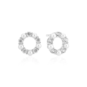 Biella Perla Örhängen i silver med cubic zirconia och sötvattenpärla från Sif Jakobs