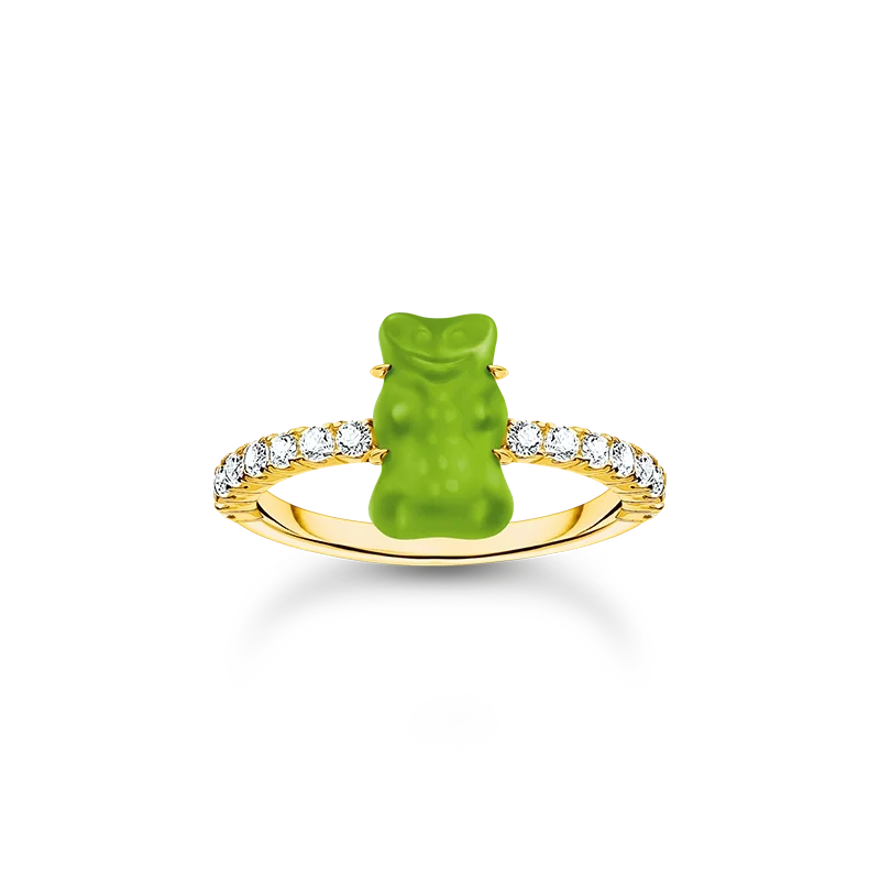 Thomas Sabo – HARIBO Ring med Grön Gummibjörn & Glittrande Stenar Guld