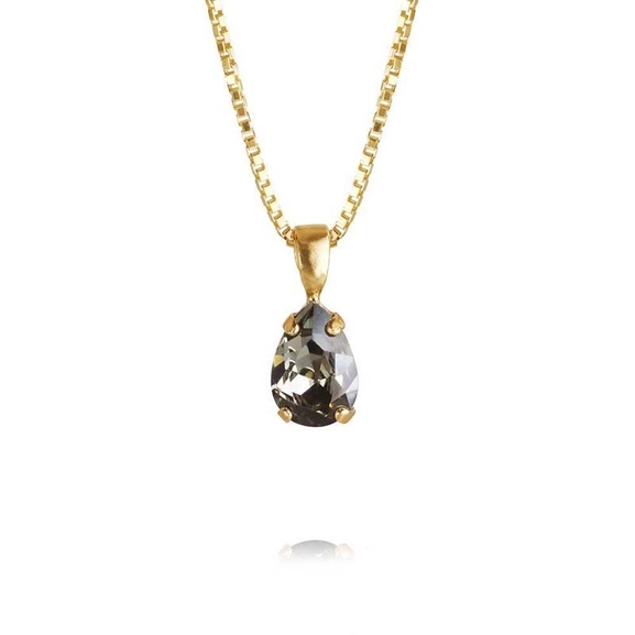 Petite Drop Necklace Gold Black Diamond - Caroline Svedbom - Snabb frakt & paketinslagning - Nordicspectra.se