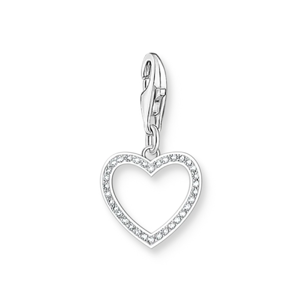 Glittrande Stenar Hjärtformad Berlock i återvunnet silver med cubic zirconia