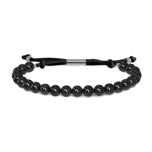 Edblads herrarmband Avery i obsidian och polerat rostfritt stål med justerbart dragskospänne