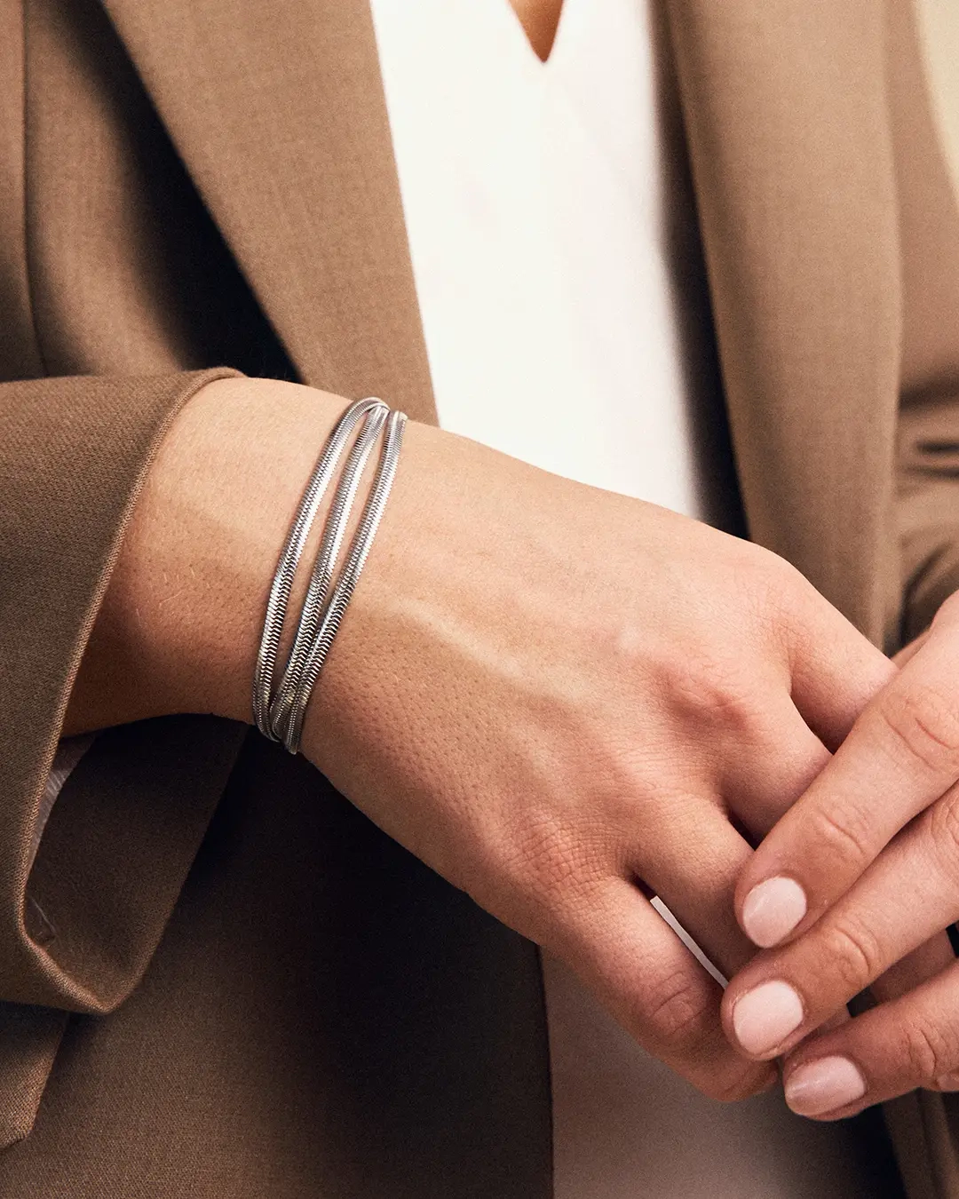Herringbone Triple Bracelet Steel - Edblad - Snabba leveranser - Gratis paketinslagning