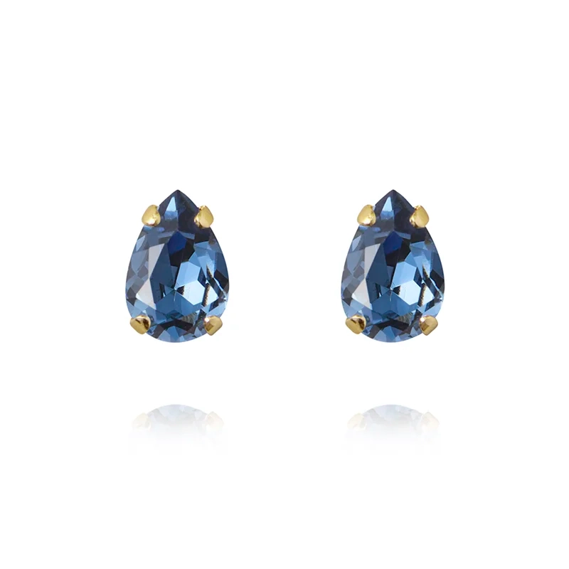 Caroline Svedbom - Petite Drop Stud Earrings Gold Denim Blue