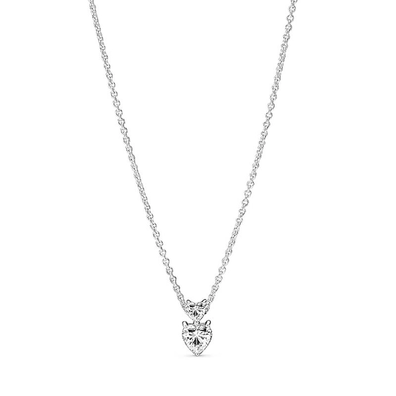 Double Heart Pendant Sparkling Collier Halsband - PANDORA - Snabb frakt & paketinslagning - Nordicspectra.se
