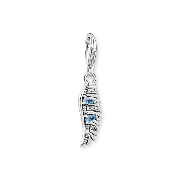 Charm Pendant Phoenix Feather With Blue Stones Silver - Thomas Sabo - Suuri valikoima & ilmainen lahjapaketointi - Nordicspectra.fi