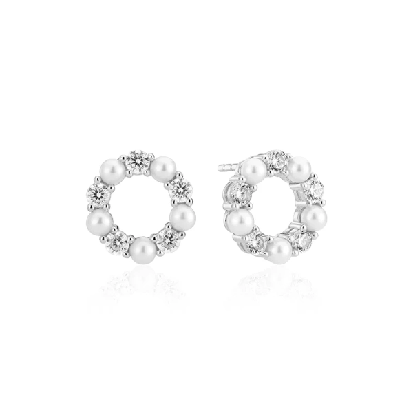 Biella Perla Örhängen i silver med cubic zirconia och sötvattenpärla från Sif Jakobs