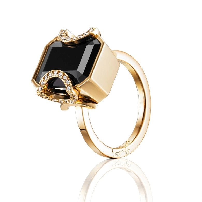 Efva Attling - Little Magic Star Ring Onyx Gold