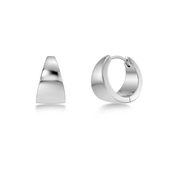 Stilrena Solo Hoops S i polerat stål med cubic zirconia