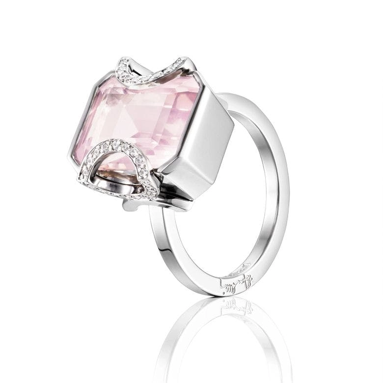 Efva Attling - Little Magic Star Ring Rose Quartz White Gold