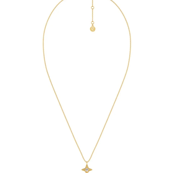 Halsband i 14K guldpläterat stål med stjärndekoration och gnistrande cubic zirconia