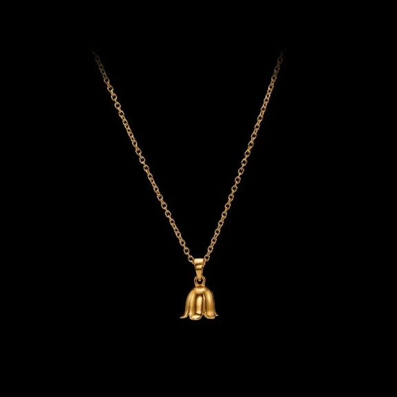 Charmante Glockenblumen-Halskette aus Gold von Maria Nilsdotter mit glockenförmigem Anhänger aus 18-karätig vergoldetem Silber an einer Kette.