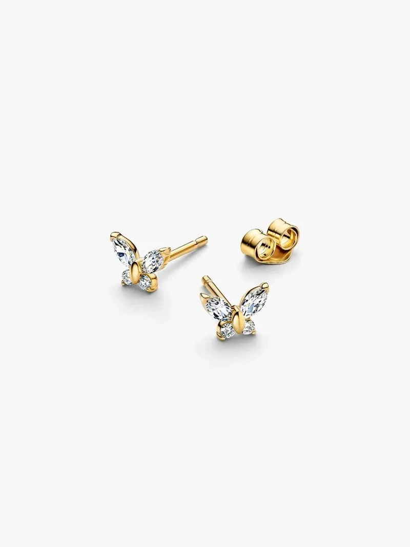 Glittrande Fjäril Guld presentset med Cubic Zirconia stenar i 14k guldpläterad metallblandning från Pandora Timeless kollektionen.