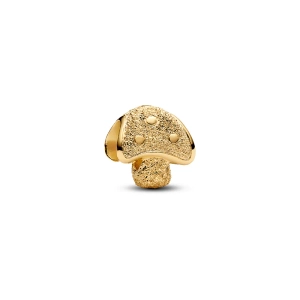 Vergoldeter Pilz-Charm mit diamantbesetzter Struktur und polierten Punkten