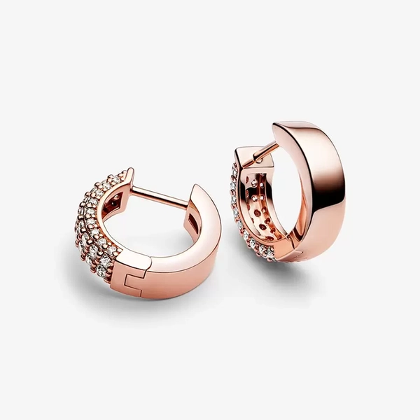 Pandora Timeless Pavéprydd Dubbelradiga Creoler Rosé - PANDORA - Snabb frakt & paketinslagning - Nordic Spectra