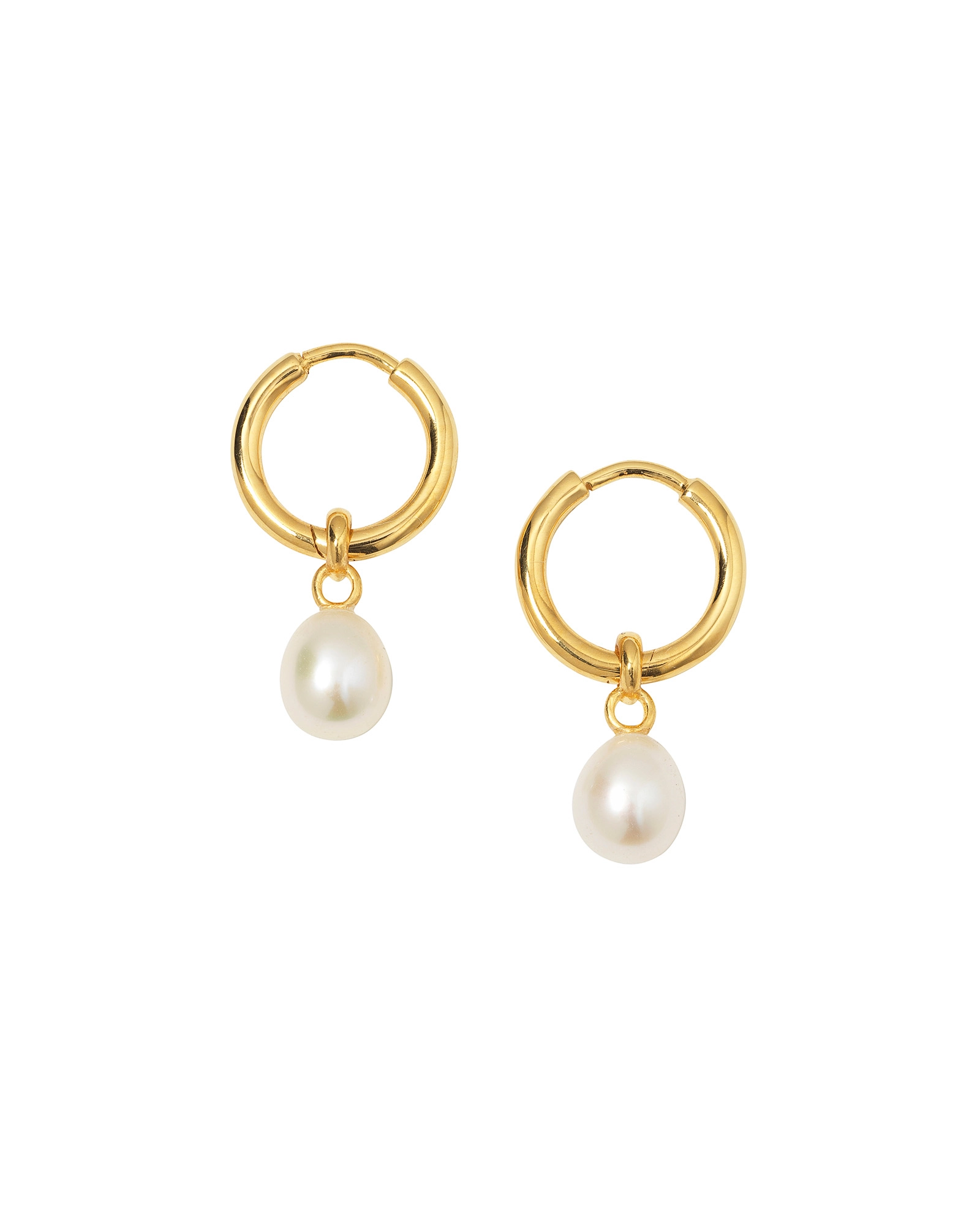 EG1210 1 Treasure Pearl Hoops Gold