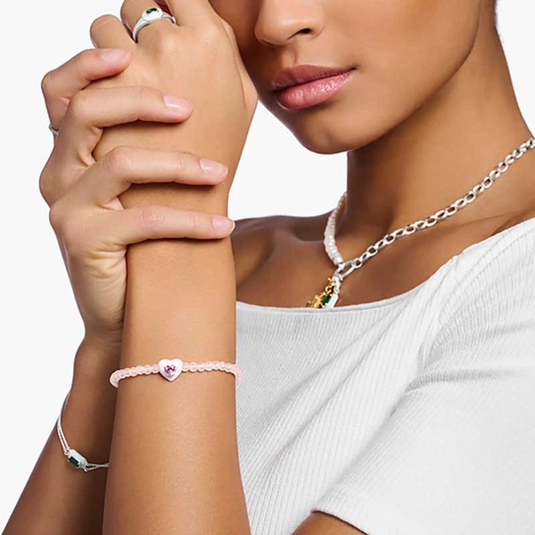 Armband Herz mit Rosenquarz-Beads von Thomas Sabo, Schneller Versand - Nordicspectra.de