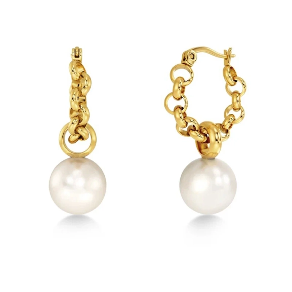 Lexie Hoops Gold från Edblad med 14K guldplätering och avtagbar pärlemorpärla