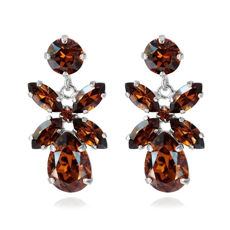 Caroline Svedbom - Mini Dione Earring Rhodium Smoked Topaz