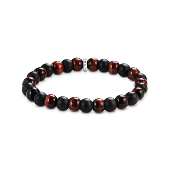 Kularmband Obsidian & Röd Tigeröga med obsidian och röda tigerögonpärlor