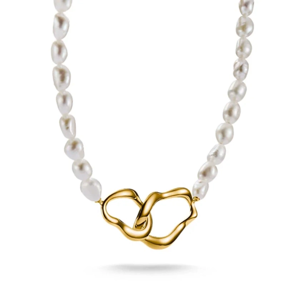 Natural Beauty Pärlhalsband med Dekoration Guld