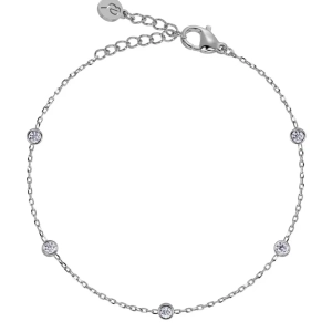 Armband i polerat rostfritt stål med små cubic zirconia-stenar